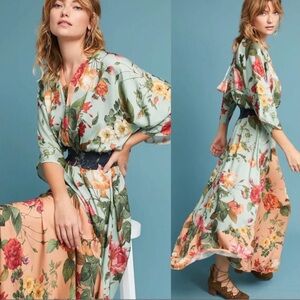 Farm Rio Marilla Floral Print Kimono Long Maxi Dress